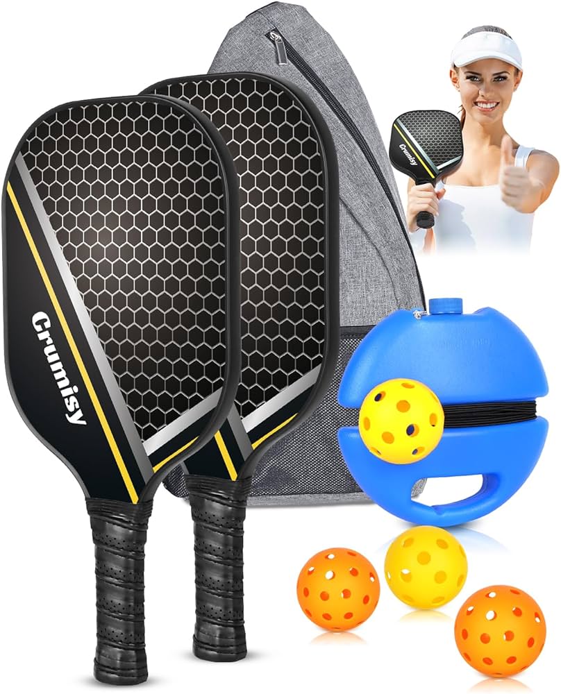 Pickleball Paddles Set of 2,Lightweight Fiberglass Pickleball Paddles Set  of 4 with Rackets & Carry Bag, Gifts for Beginners, Built for Traction & ...