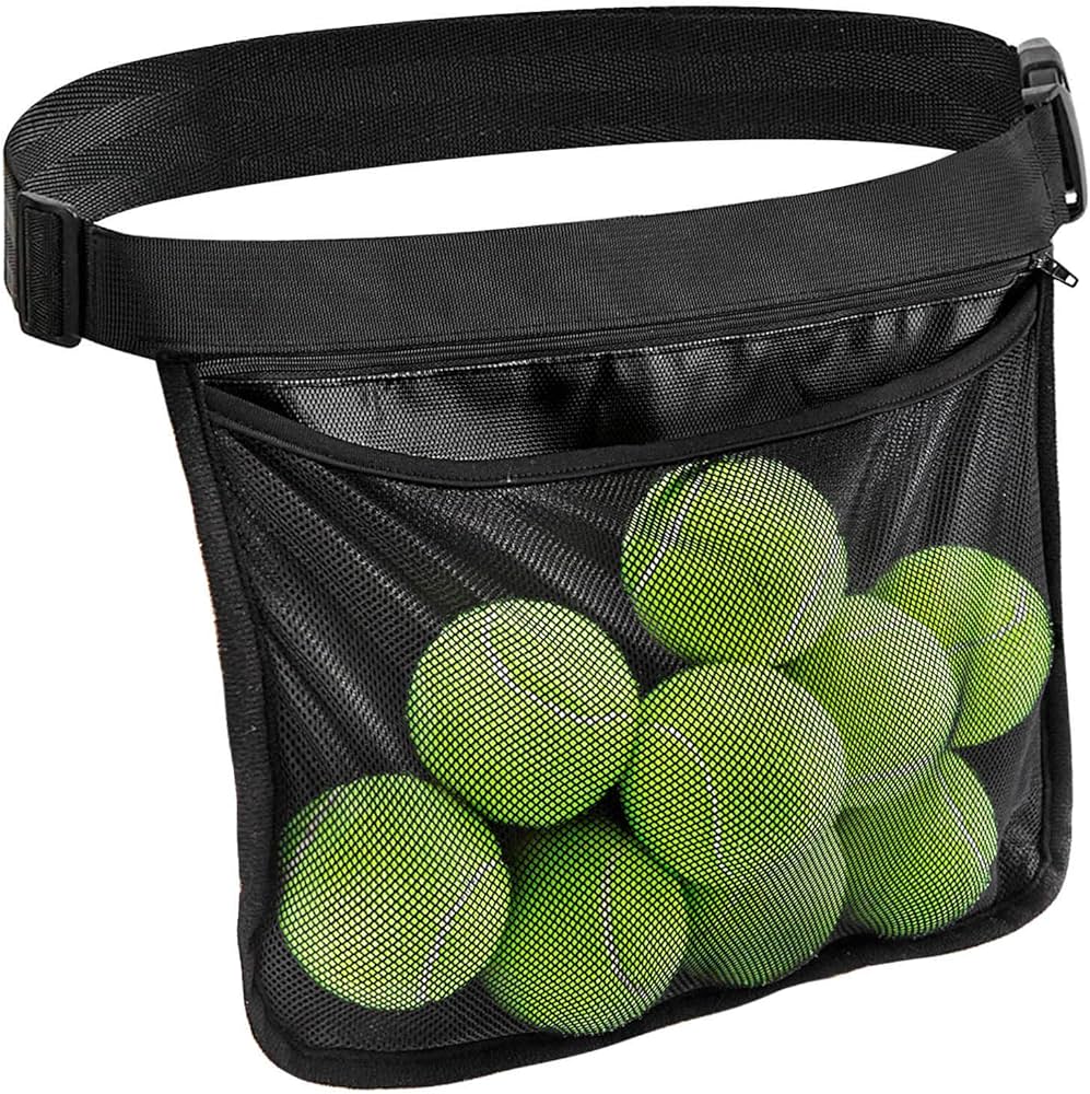 TOBWOLF Tennis Ball Band Holder, Adjustable Pickleball Waist Pouch Holder,  Mesh Waist Hip Ball Bag Pouch Carrier, Tennis Pickleballs Holding ...