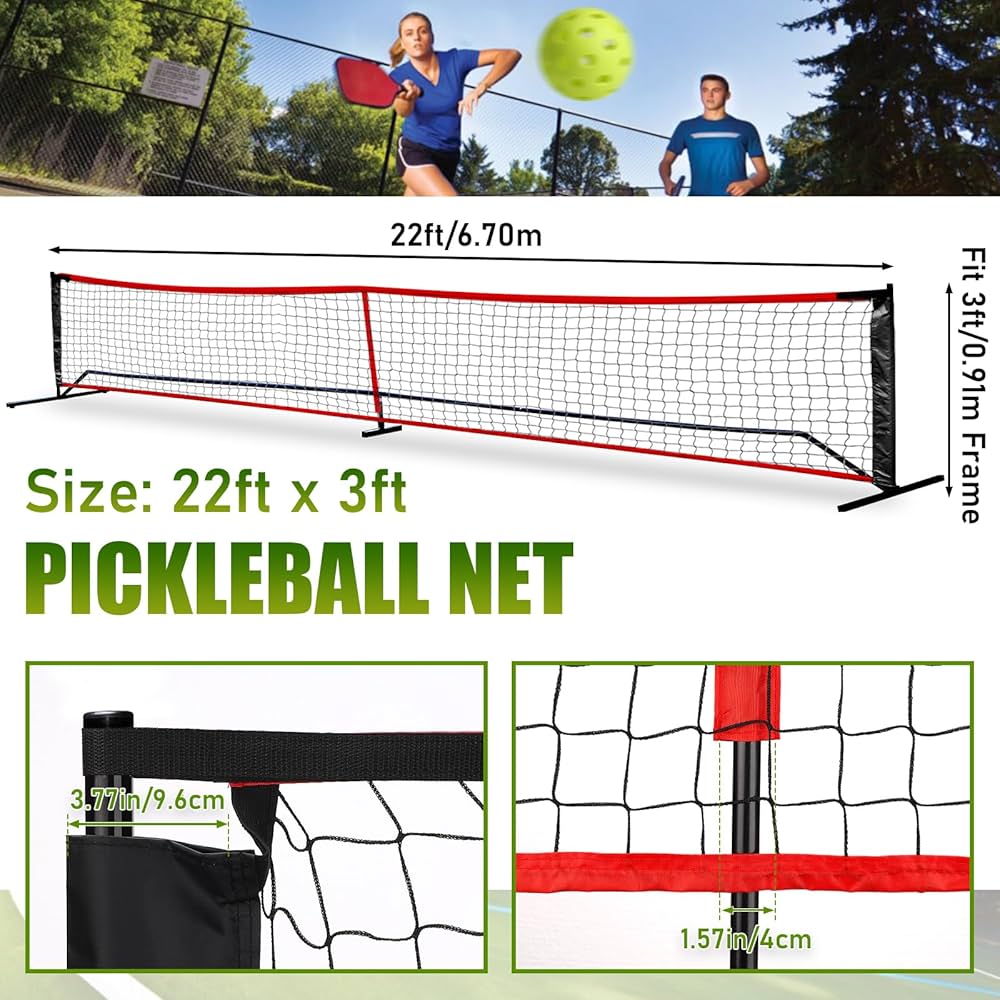 TOBWOLF 22x3ft Pickleball Replacement Net, Indoor Outdoor Pickleball Net  for Most Free-Standing Pickle Ball Frame, Official Regulation Size Net for  ...