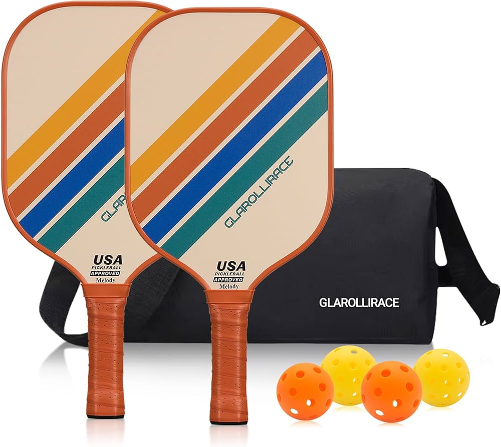 Amazon.com : Pickleball Paddle Set of 2 Fiberglass Rackets ...